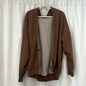 Brandy Melville Cristy Full Zip Hoodie in Brown